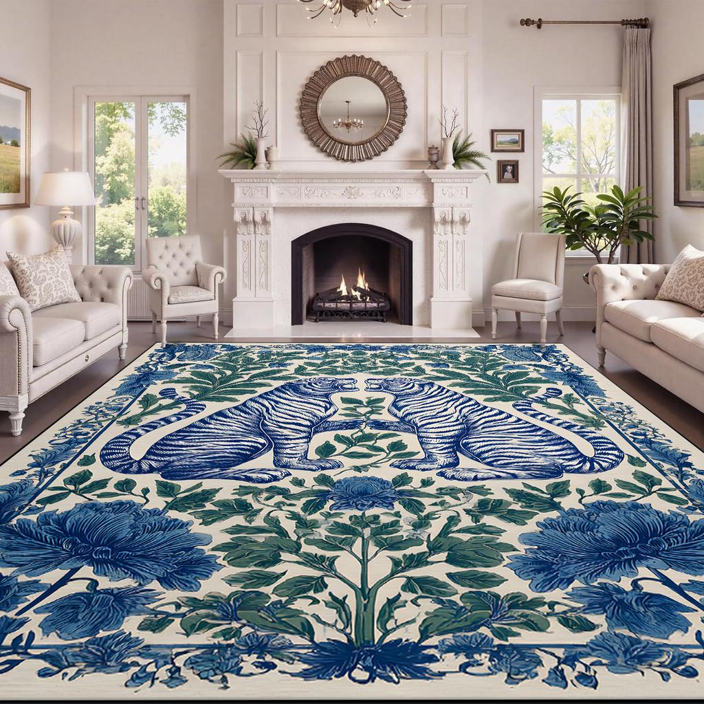 American Classic Style Carpet Tiger Pattern Living Room Decoration customizable Rugs Light Luxury Bedroom Washable Mat non-slip