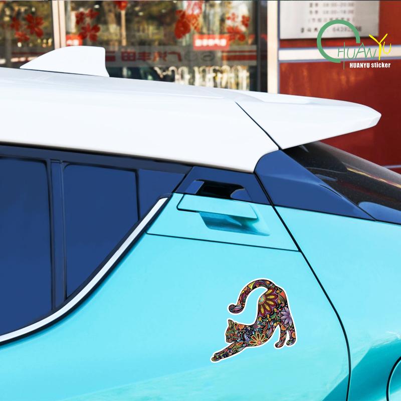 Colorful pattern cat  art stickers, car windows, motorcycle bumper stickers, waterproof reflective stickers