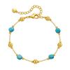 Gold Plated Faceted Turquoise Color Bead & Ball Bracelet With Extension Chain