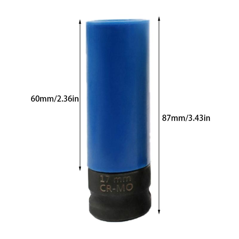 3Pcs 1/2inch Drive Wheel Impact Wrench Nut 17mm 19mm 21mm Nonmarking Wheel Nut Thin Wall Deep Socket Accessories