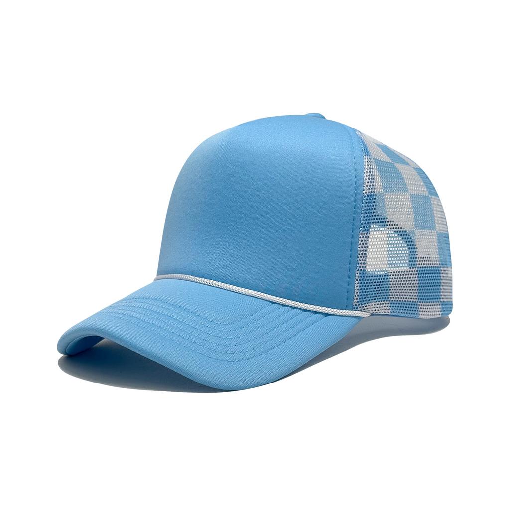 New Plaid Baseball Cap with Rope Truck Mesh Cap Outdoor Leisure American Fashion Breathable Sun Protection Advertising Cap