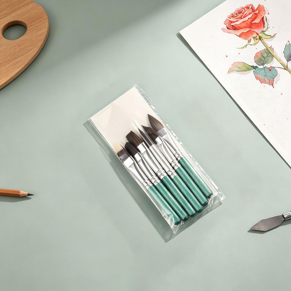 6-pack short handle watercolor brush set suitable for acrylic watercolor painting details depiction, travel art brush set
