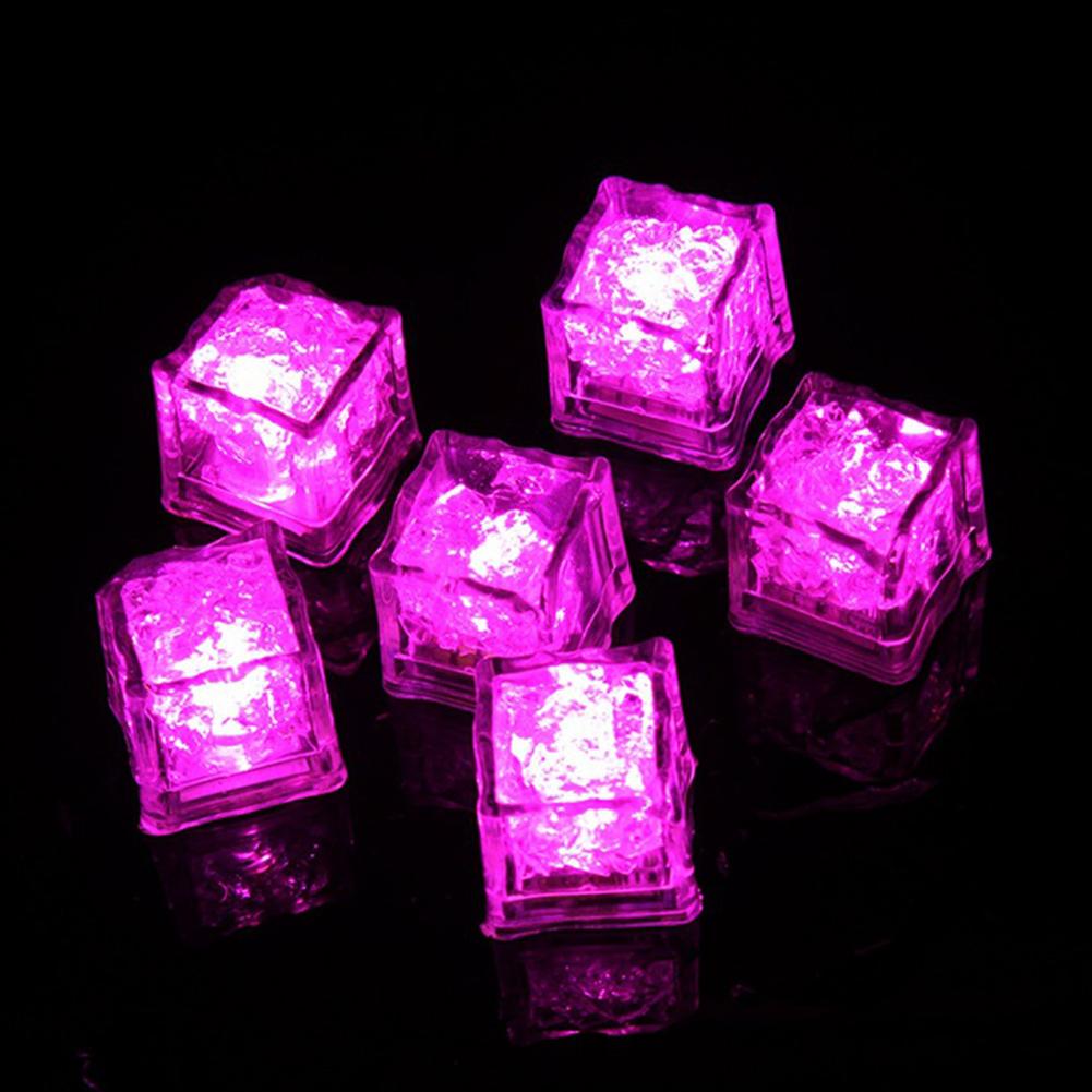 LED Ice Cubes Shape Glowing in Water Light Party Ball Luminous Flash Light Wedding Festival Bar Wine Glass Decoration 12PCS