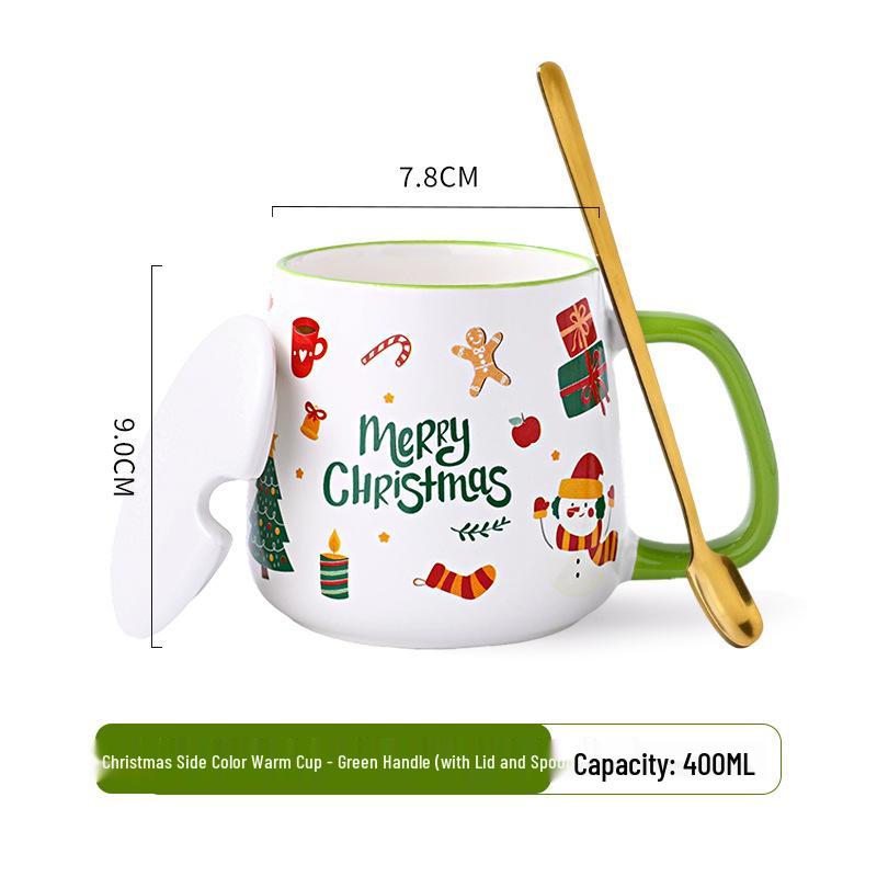 Personalized Christmas Ceramic Mug with Lid and Spoon - Creative Cartoon Design, Perfect for Halloween Gifts