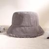 Winter Bucket Hat Cozy Faux Lambswool Double-sided Reversible Thickened Fleece Solid Color Keep Warm Fisherman Hat