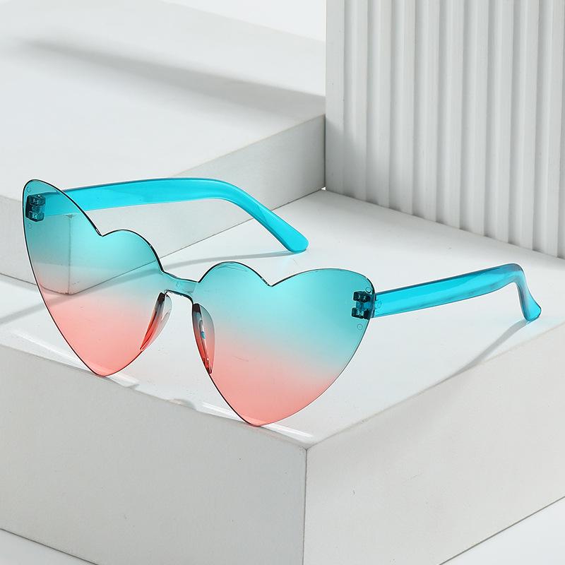 Thin peach heart sunglasses love sunglasses jelly color rimless heart type one-piece glasses candy color eyes
