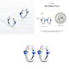 Sparkling Blue Zircon Hoop Earrings Pave U Shape Star Devil Eyes Circle S925 Drop Earring Fit Original Party Jewelry