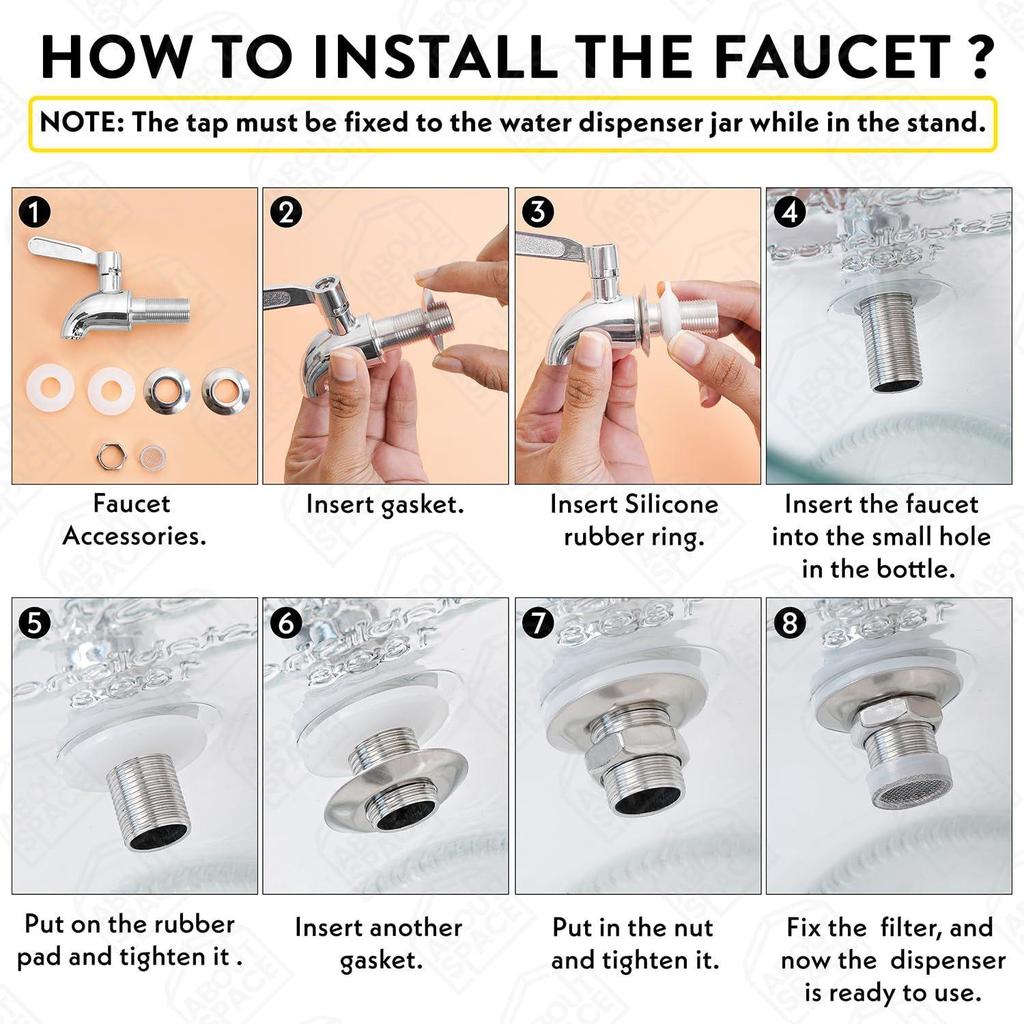 Water Dispenser Tap - 304 Stainless Steel Food Grade Replacement Tap - Leak Proof Faucet Tap for Beverage Dispenser - Steel Tap for Glass Pitcher
