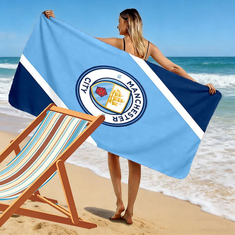 Manchester City Team Print Beach Towel, Large Soft Quick Dry Towel for Beach Camping Swimming
