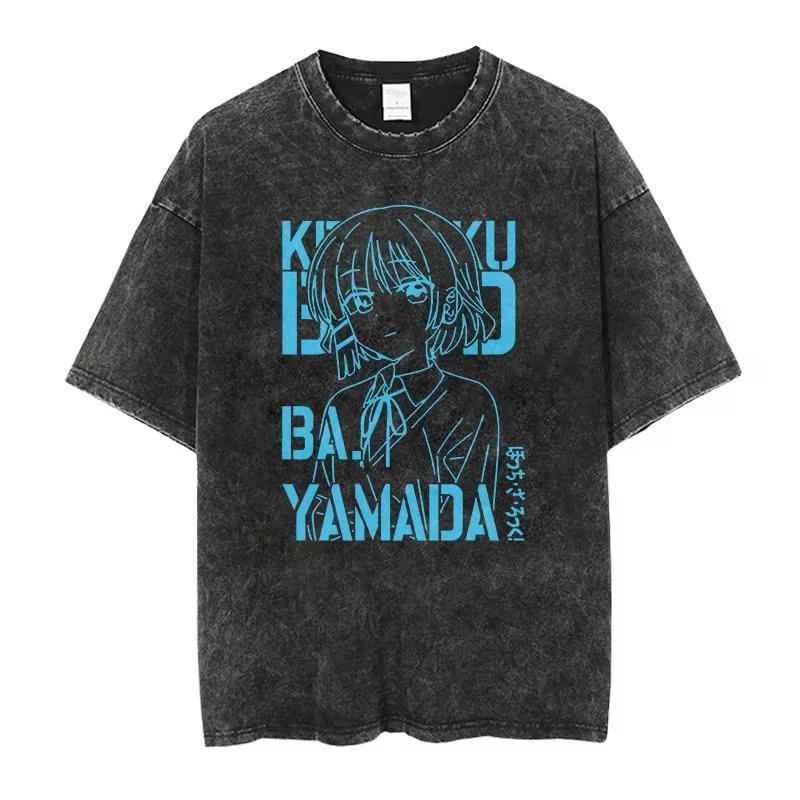 Washed Unisex Loose Street‑style Short‑sleeve T‑shirt from Anime Bocchi the Rock! Kessoku Band Gotoh Hitori T-shirt