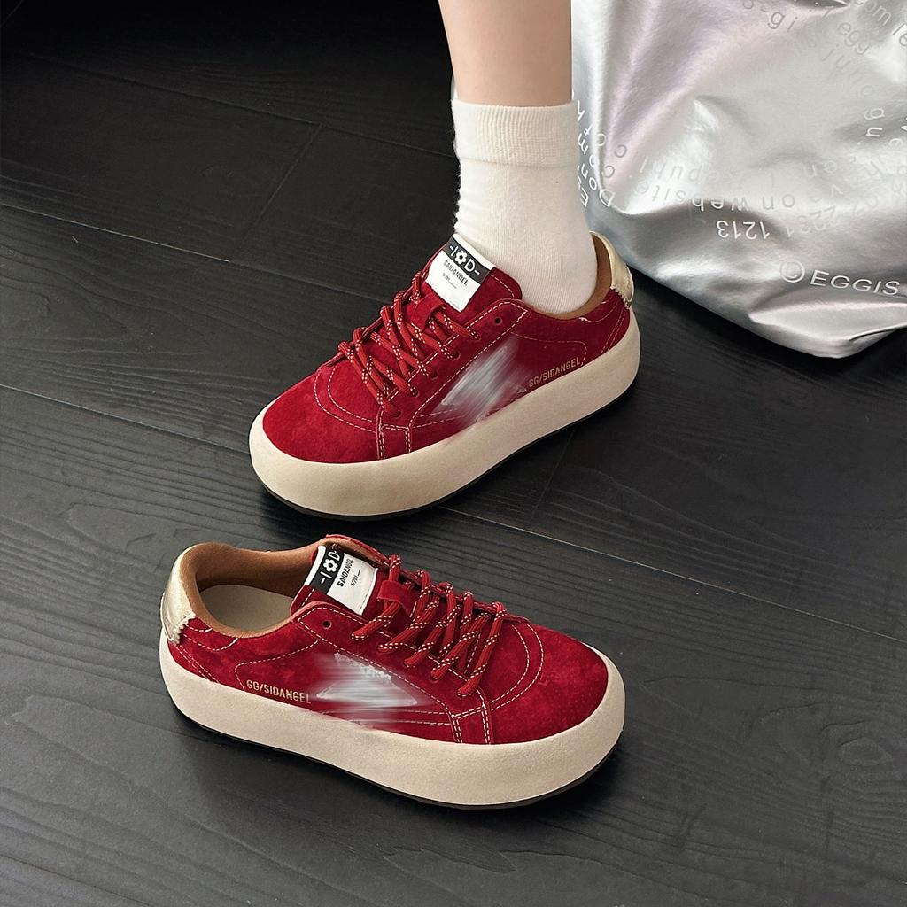 Retro and old stars, small dirty shoes, platform soles, casual and light, not tired feet, sports board shoes, genuine leather color matching, Germa