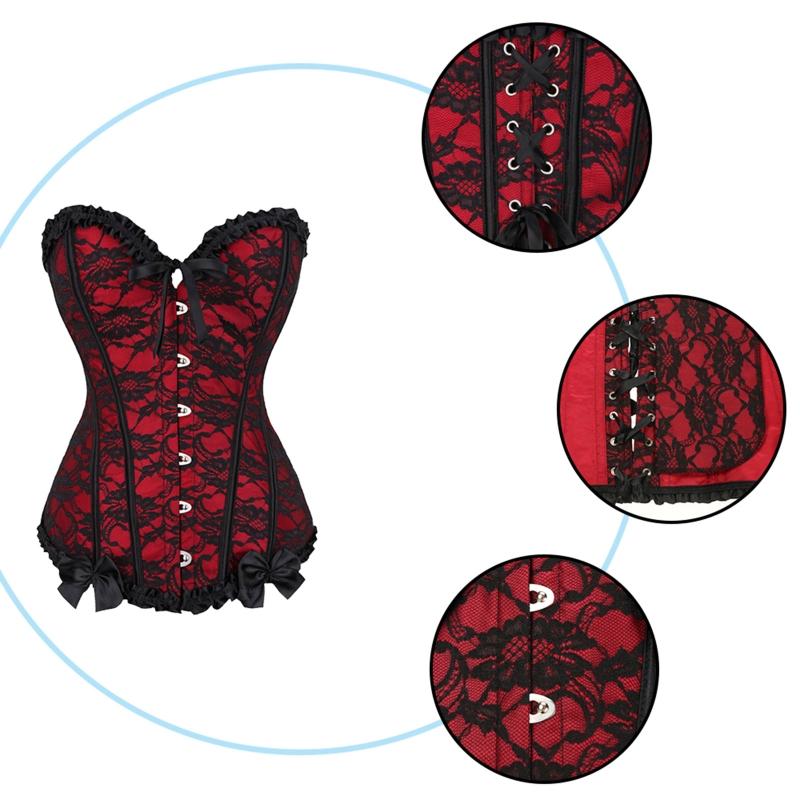 Korsett mit entbeinter Taille, sexy Korsett für Damen mit Schnürung, Taillenkorsett mit entbeinter Taille, Blumenmuster, Brokat-Überbrustkorsett für Damen, Abnehmen