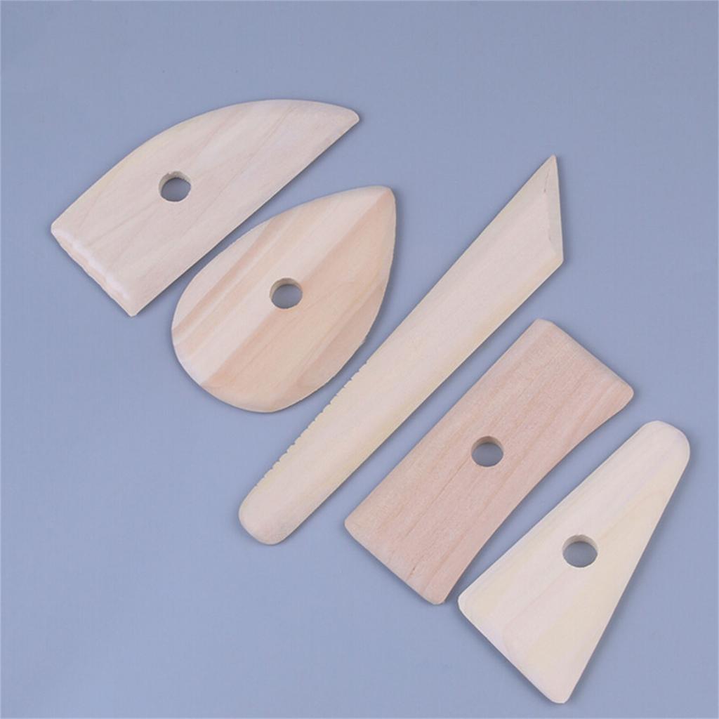 5Pcs/Set Wooden Scrapers Clay Pottery Tools Clay Knife Profile Rib Bundle Foot- Shaper Sculpture Ceramics Molding Tool