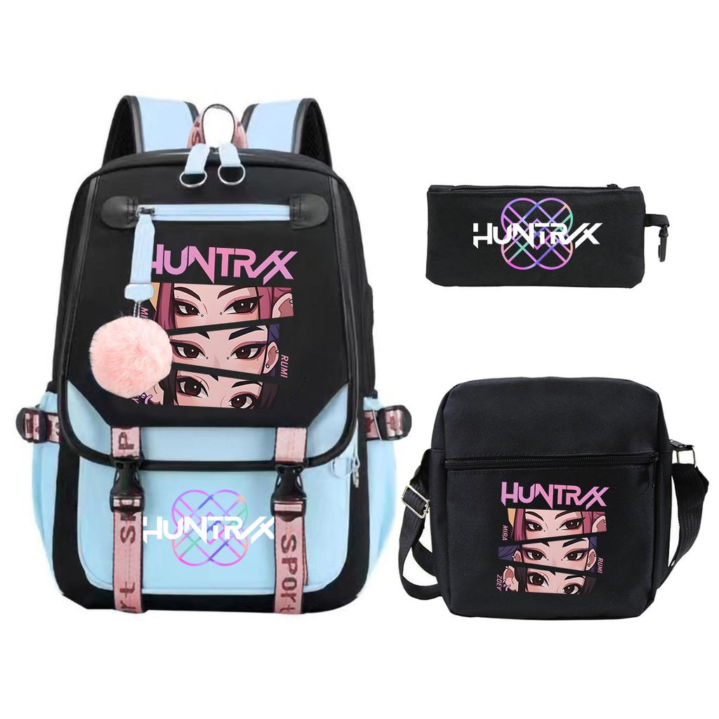 KPop Demon Hunters Korean version of student school bag children's backpack pencil bag set