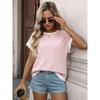 2026 Summer New Women's Round Neck Knit Top Short Sleeve Color Block Loose T-Shirt
