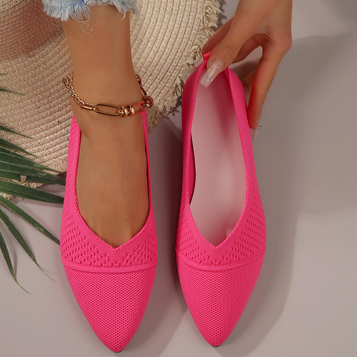 

Летающая вязка Однотонные Повседневные Одинарные Туфли Новые На Плоской Подошве С Мелким Вырезом Мягкая Подошва Туфли Лефу Дышащая Сетка Балетки 38