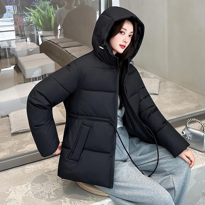 Down cotton clothes women's medium style thickened waist winter new Maillard puff bread clothes elastic waist cotton clothes