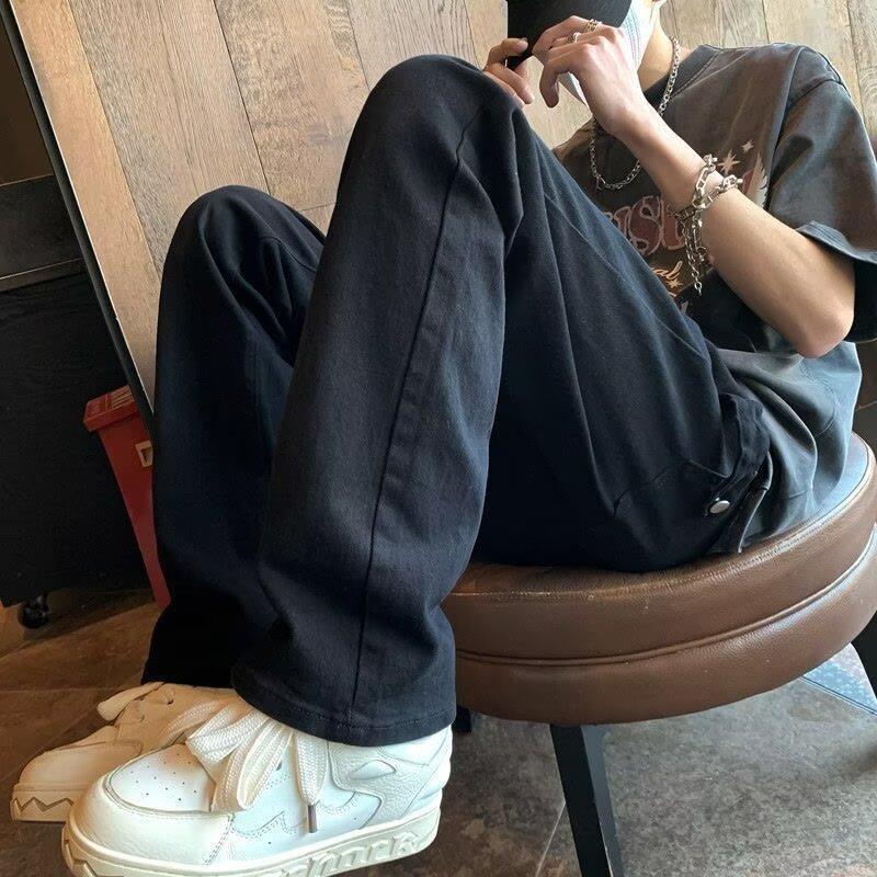 American High Street Jeans Men's Trendy Brand Slim-fitting Slightly Pulled White High-end Straight Pants Summer Thin