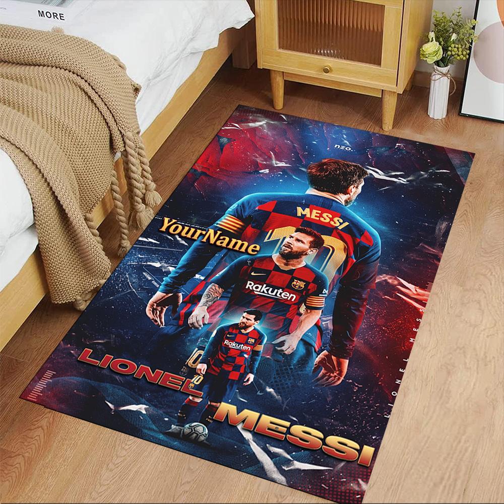 Messi Customize Your Name Area Rug Design for Outdoor Entryway Kitchen Living Rooms Anti-slip Rug Anime Office Decor Perfect Gift for Women/Men