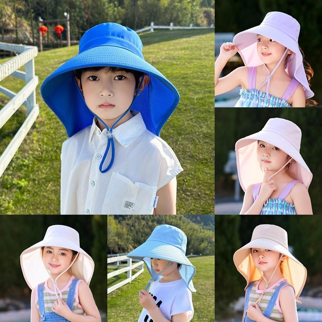 Kinder Sommer Outdoor Sonnenhut mit breiter Krempe und Nackenschutz für Mädchen und Jungen
