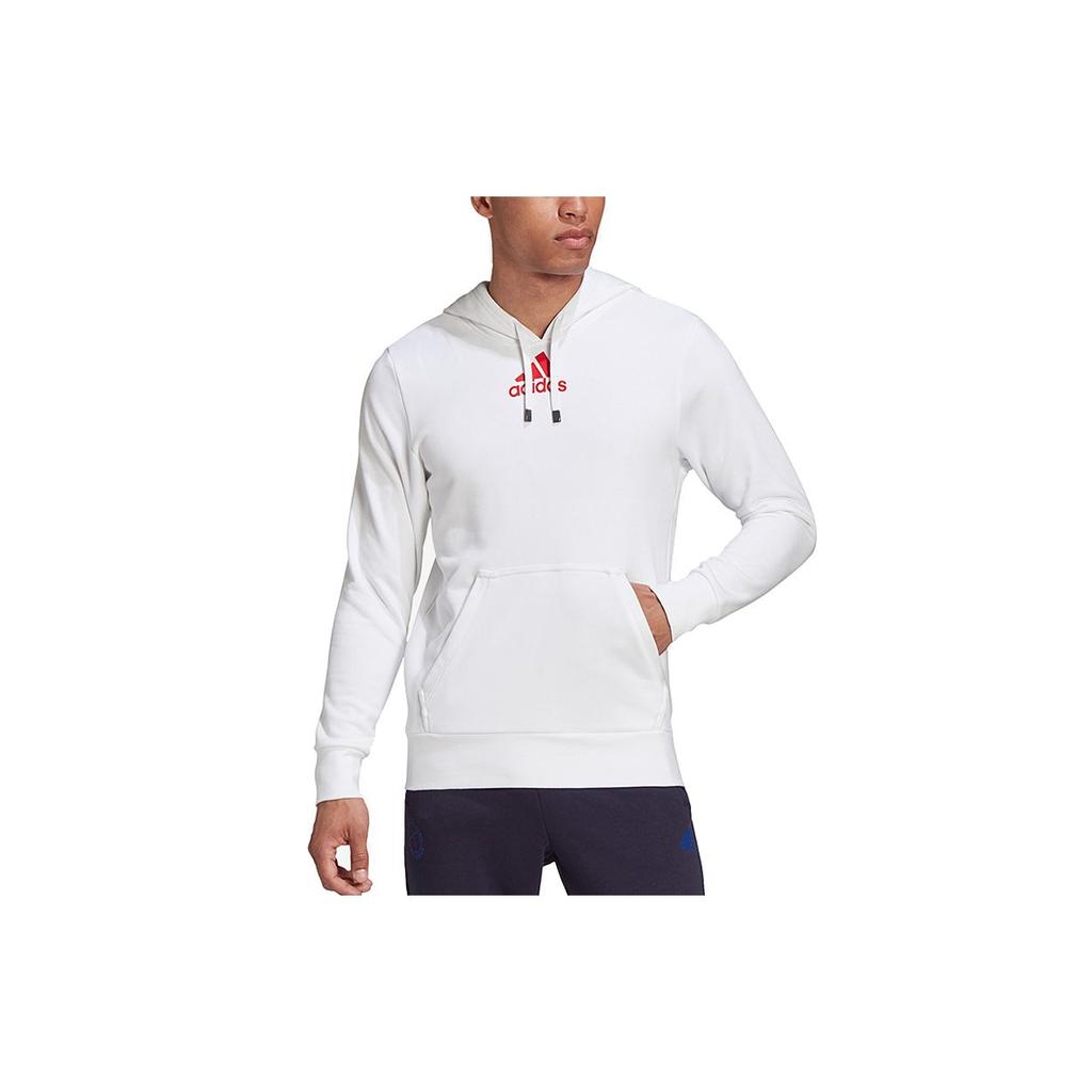 Adidas Logo Print Sports Tennis Hoodie Men Tops White FU0072