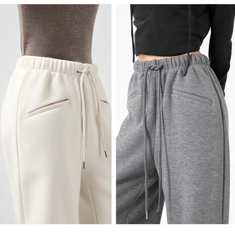 2026 Spring High-Waisted Slimming Loose Straight-Leg Women's Pants with Drawstring Elastic Waist