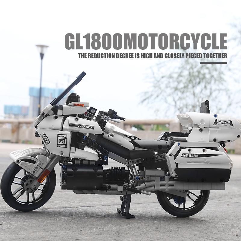 MOULD KING 23001 techniczne złote skrzydło GL1800 motocyklowe klocki samochodowe montaż cegieł zabawki edukacyjne dla dzieci prezenty świąteczne