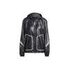 X Stella McCartney Buchstabenlogo Print Reißverschluss Kapuzenjacke Damen Jacke Schwarz Weiß IN5041