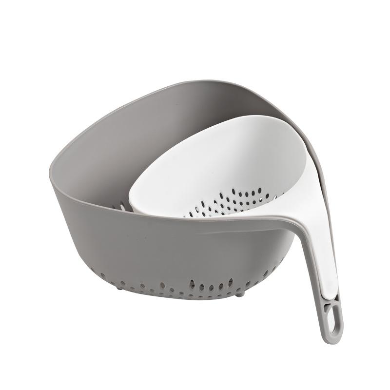 

Double-layer Portable Drain Blue Contrasting Color Plastic Fruit and Vegetable Basket Kitchen Washing Vegetable Basket Fruit серый