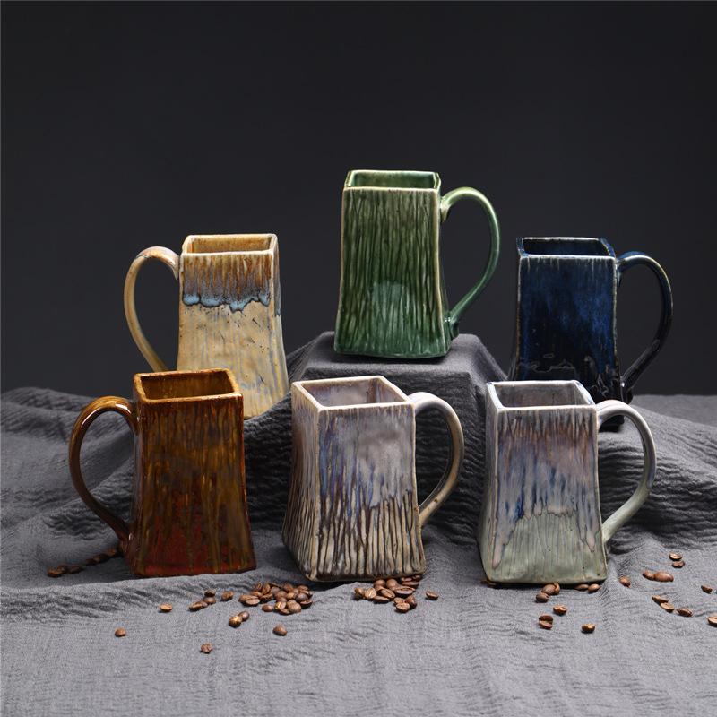 Large Capacity Ceramic Cup Large Creative Kiln Change Supply Water Cup Retro Coffee Cup