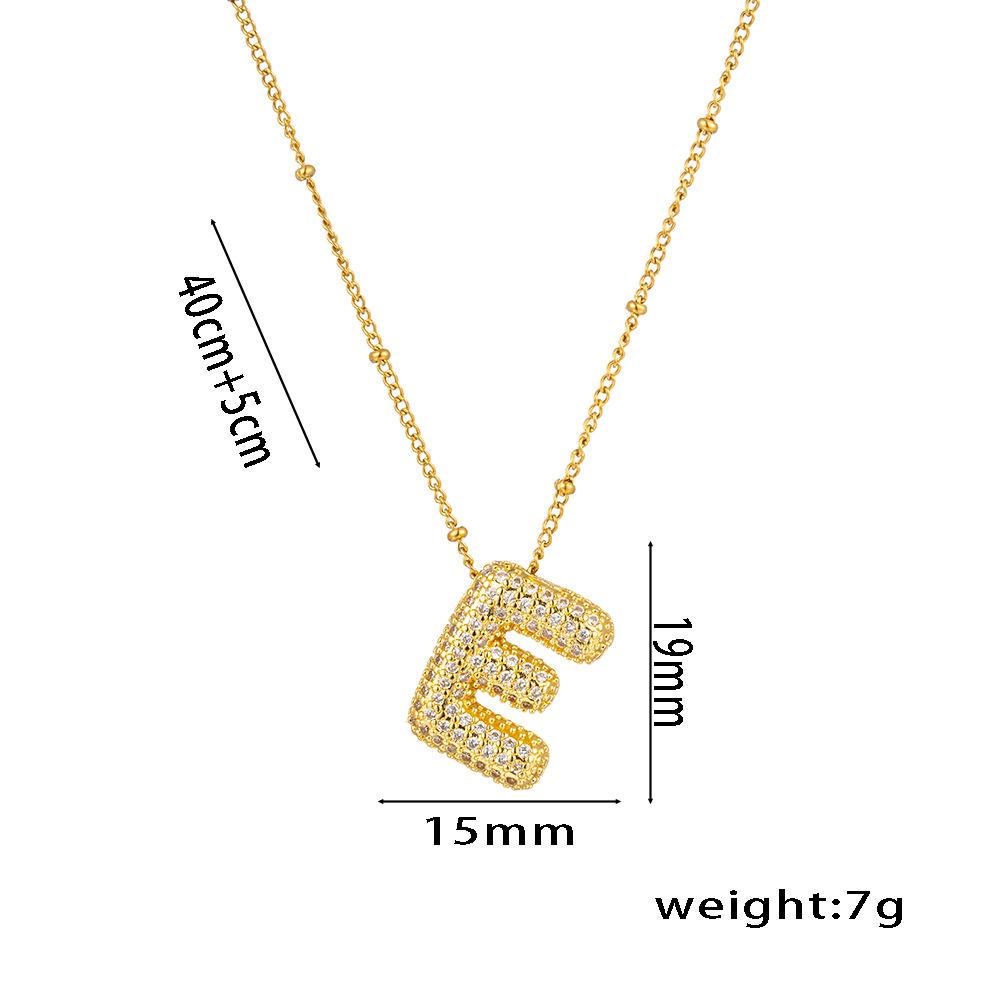 Fashion 26 Bubble Letter Initial Pendant18k Gold Plated Micropaved Full Zirconia Stone Chain Couple Necklace Women Jewelry