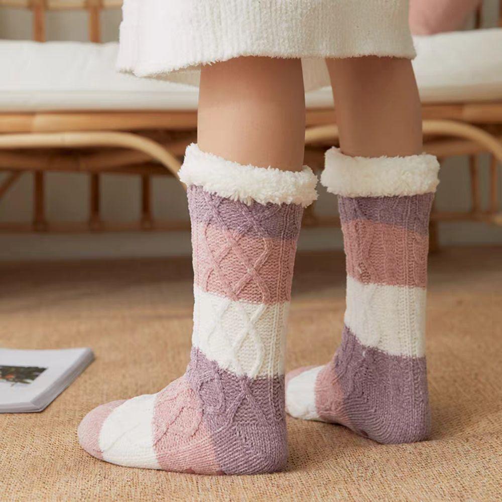 Fried Dough Twist Coral Fleece Socks Thicken Winter Floor Socks Fashion Sleeping Socks Women Girls