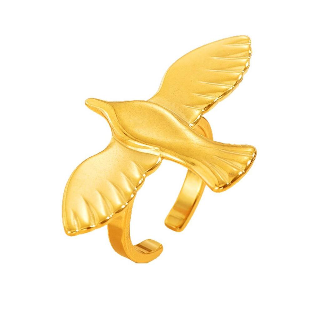 Stainless Steel Flying Dove Ring - European & American Trendy Jewelry