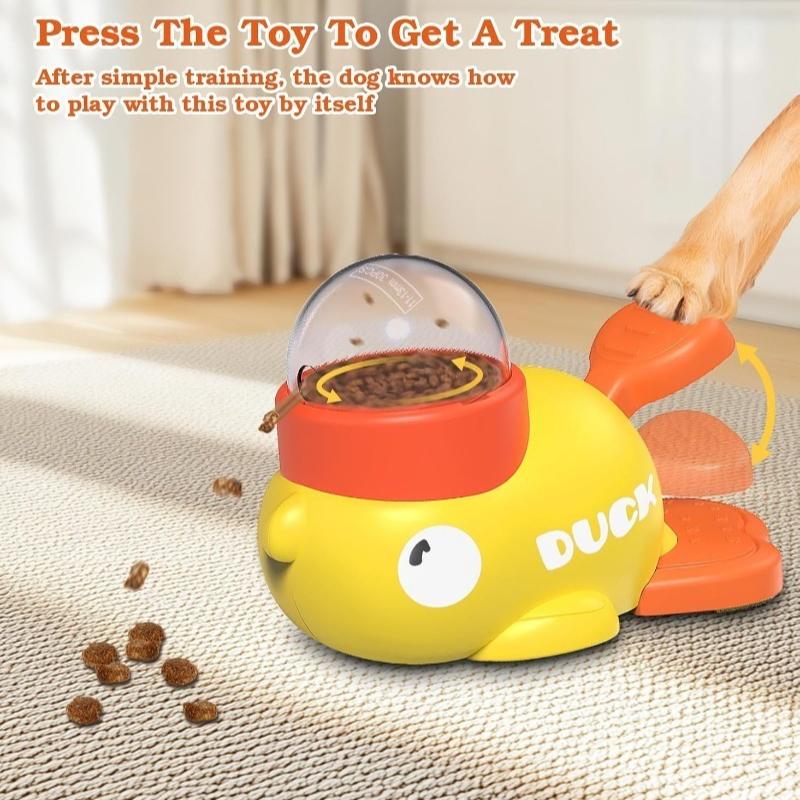 Pet Treat Dispenser-Interactive Dog Toys Anti Gulping Duck Slow Feedercat Dog Treat Dispensing with Buttonfor Dogs Training