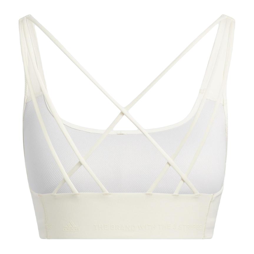 Adidas Simple Solid Color Cross Strap Sports Bra Women Underwear White HC7915