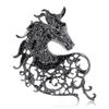 Vintage Hollow Out Handsome Horse Brooch Crystal Badge Pin Jewelry Accessory