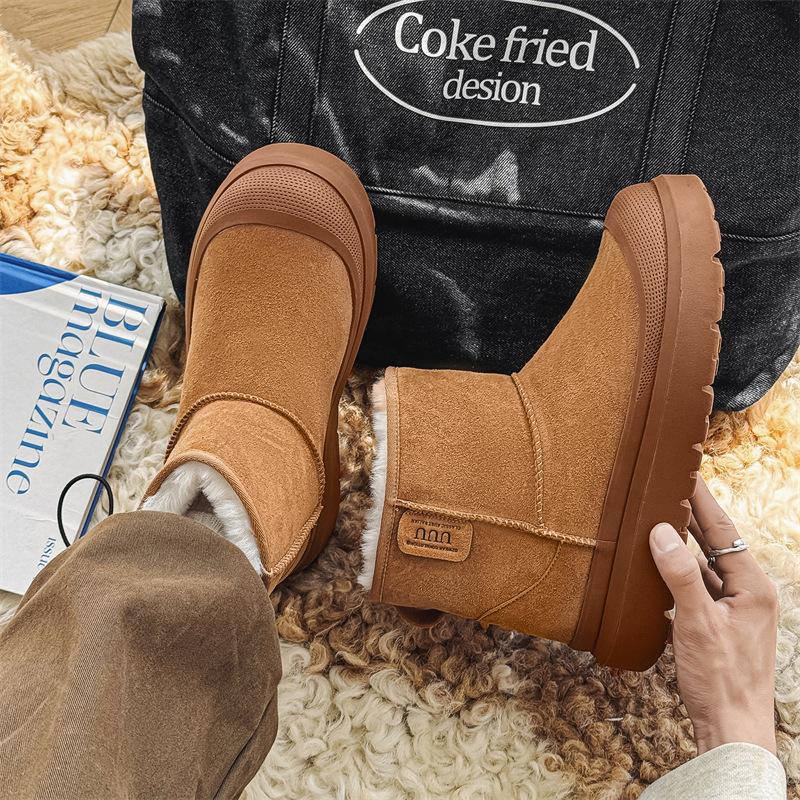 Winter thickened warm snow boots sleeve round cotton boots non-slip thick-soled velvet shoes