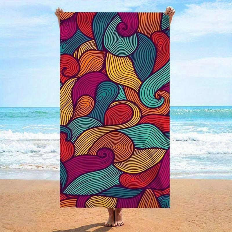 

Beach Towel Colorful Swirl Printed Pattern Sun Protection Windproof Suitable For Swimming Pool Camping Travel Blanket W30*H60(CM)