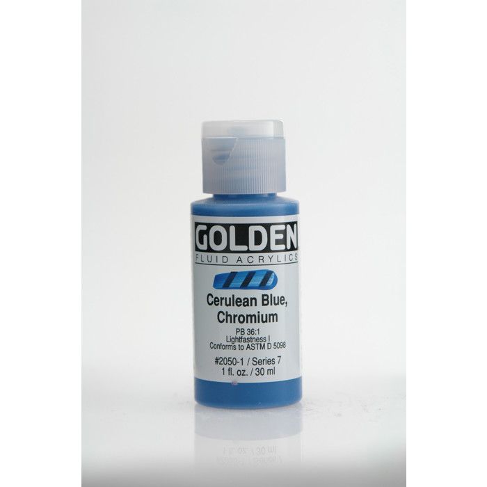 Peinture Acrylique Liquide - GOLDEN - Cerulean Blue Chromium - 30ml - Haute Résistance - Flexibilité
