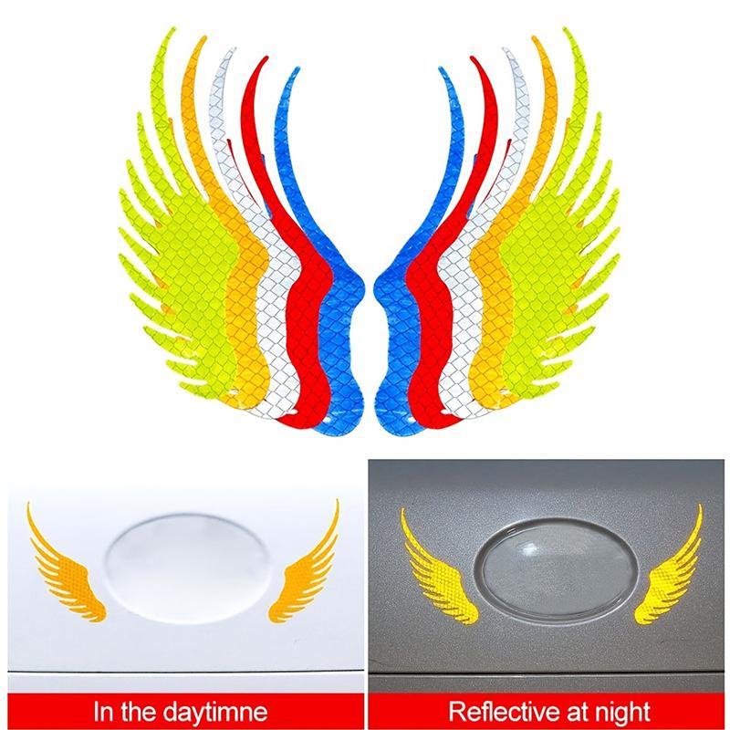 Car Sticker Safety Warning Reflective Angel Wings Reflective Warning Sign Funny Bike Decal Sticker Motorbike Reflective Sticker