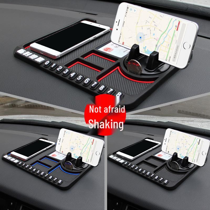 Car Dashboard Non-slip Phone Holder & Parking Sign Storage Pad