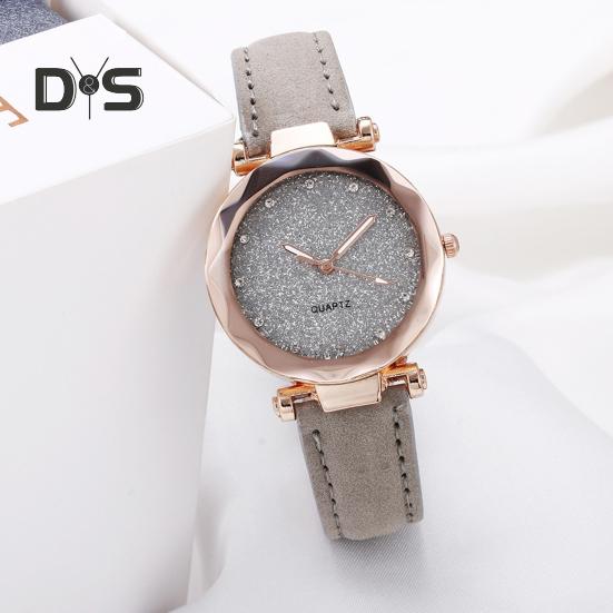 Dam Casual Klocka Strass Rund Urtavla Faux Läderarmband Dam Affär Formell Klänning Kvarts Armbandsur Mode Smycke Tillbehör Födelsedagspresent