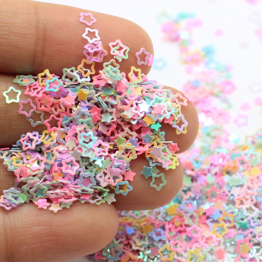 Pastel Colors Small Hollow Star Nail Sequin Sticker Confetti Flakes Paillette Scrapbookings for Face Nail Art Decoration