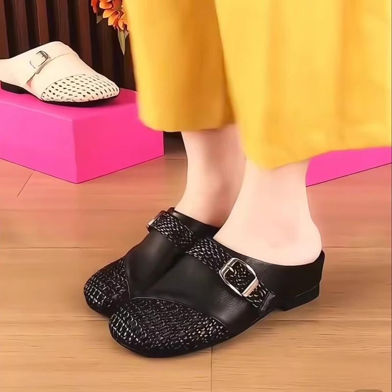 Baotou hollow half slippers women's outer wear summer new fashion casual versatile low heel woven sandals