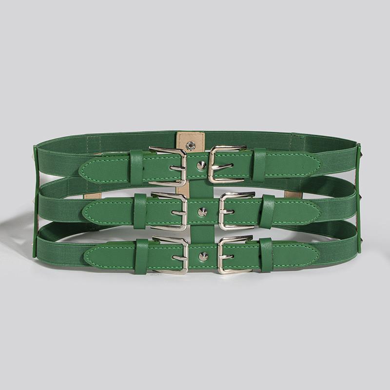 Punk Wide Female Waist Belt With Adjustable Length For Party And Daily Wear