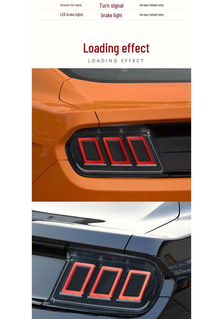 LED Taillight Assembly with Flowing Turn Signals for 15-22 Ford Mustang