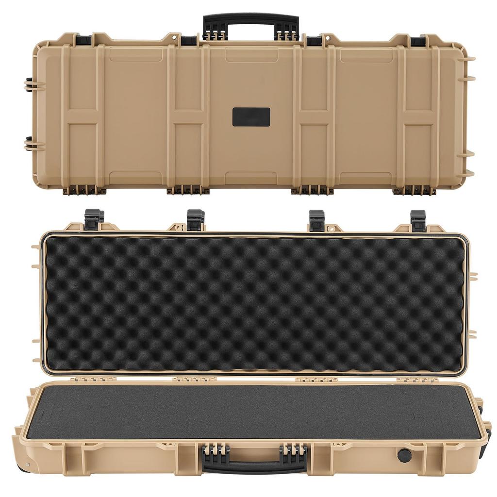 Hard Rifle Case, Lockable Rifle Case with Pre-cut Foams, 1016 Mm Gun Storage with Wheels, IP67 Waterproof & Dustproof Movable Large Pistol Storage for