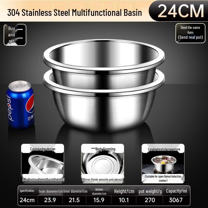 304 Stainless Steel Deep Mixing Bowl