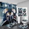 Sport Game Fabric Shower Curtain Set Cool Basketball Soccer Volleyball Rugby Baseball Graffiti Sports Theme Bathroom Set Decor