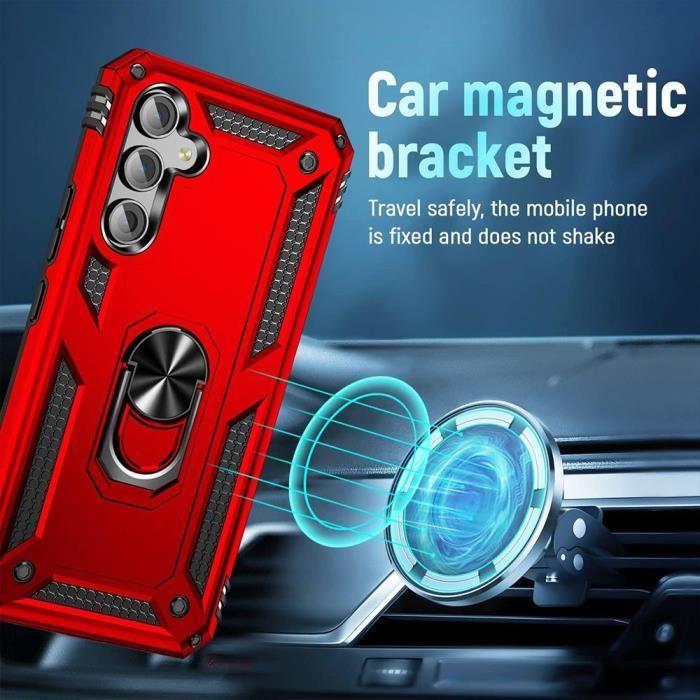 Coque et verres trempés - samsung - galaxy s24 - rouge - antichoc - support à anneau intégré